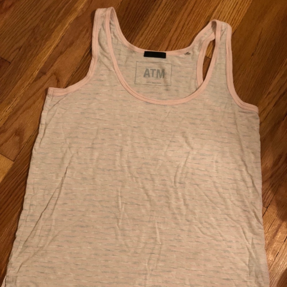 ATM light pink & grey striped tank